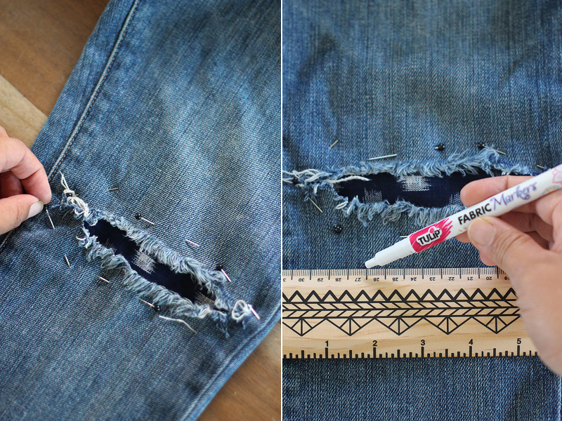 Заплатки на джинсы в японской технике