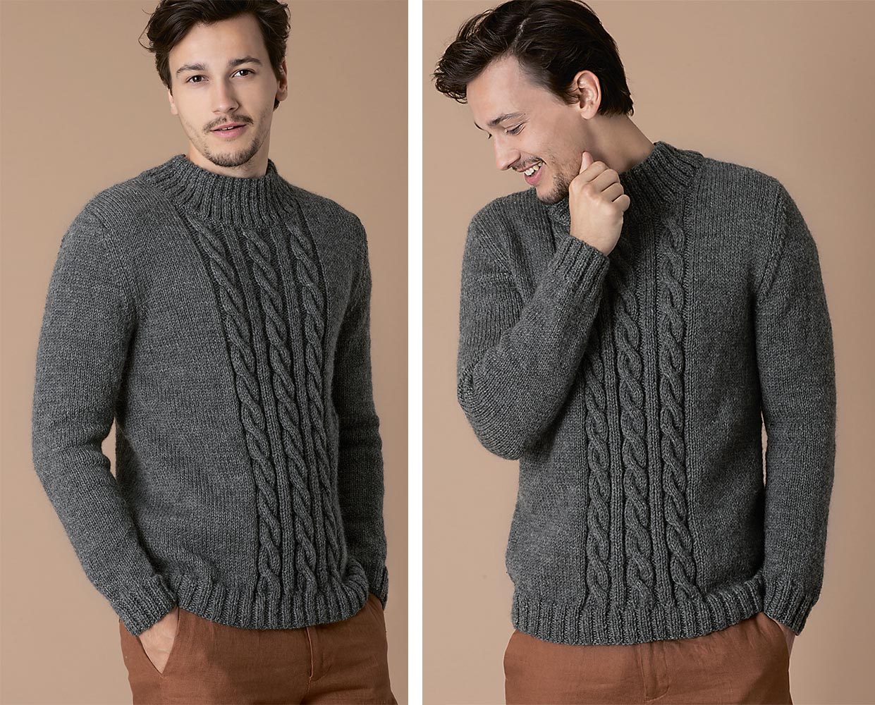 Пуловер, связанный поперек